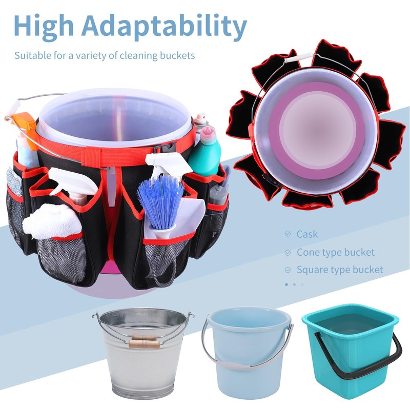 ZIORS Bucket Cleaning Tool Organizer,Wash Tool Caddy 5-Gallon Organizer,5 Gallon