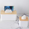 Tissue Box Plastic Removable Wood Cover Holder Storage Organizer for
