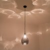 Homebelife Smoked Grey Hammered Glass Pendant Light Modern Matte Black
