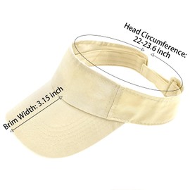 Sun Visor Hats for Women Men, Adjustable Athletic Visor Cap for Running, Tennis, Golf, Travel and Outdoor Sports Apricot