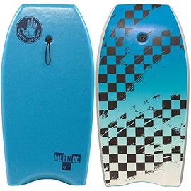 Method 41 Inch Bodyboard (Blue) - EPS Core, HDPE Slick, Crescent Tail, Graphic Slick, Includes Leash for Men, Women, Kids - Durable, Surfing Waves Ocean Summer Fun Beach Water Body Board