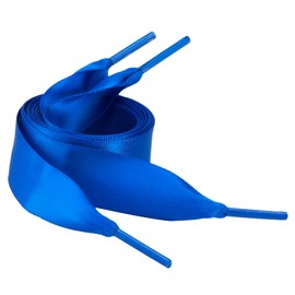 5Chaos Ribbon Satin Shoelaces, Silk Sheer Blue Boot Laces for Women Kids Girls Men, Funny Solid Color Shoestring (Royal Blue, 55" (140cm))