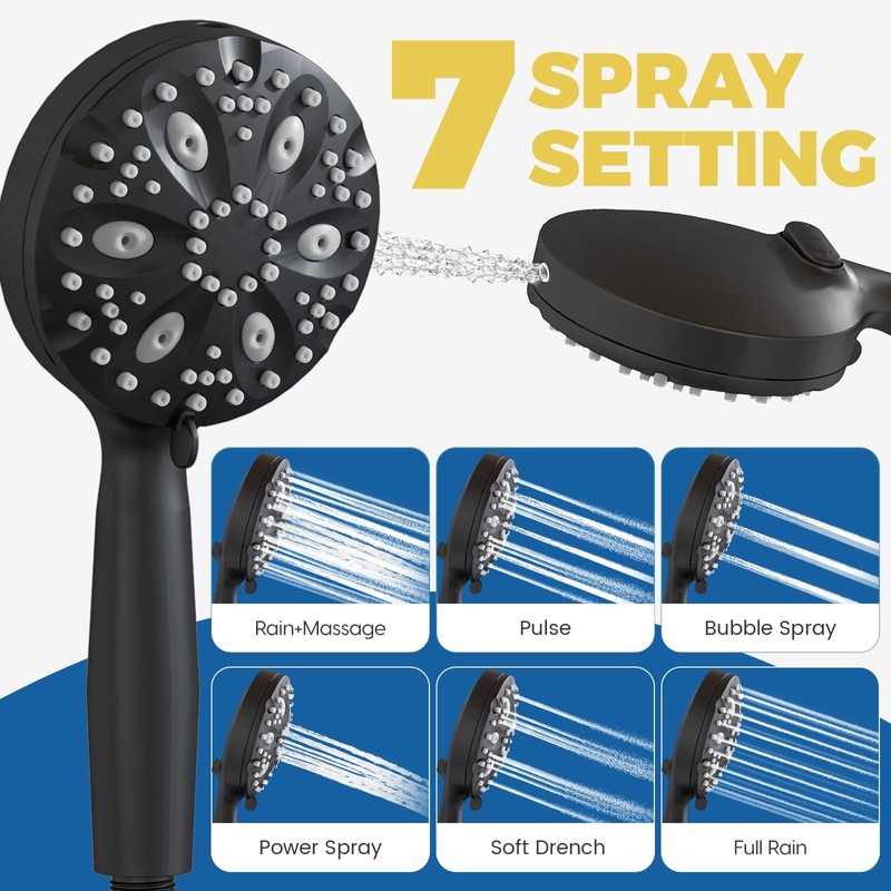WRISIN 10 Inch Rain Shower Head with Handheld Spray, 7-Function