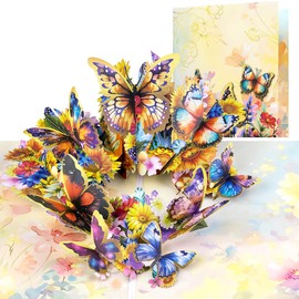 CNLITIHEKA Sunflowers Butterfly Pop Up Card for Women, Pop Up Flower Greeting Card - Butterfly Theme, for Any Occasion, Mother's Day, Valentines Day, Birthday, Anniversary, Get Well.