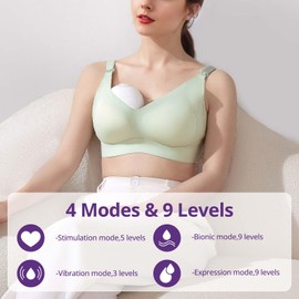 JOYCLEON Wearable Breast Pump – Hands-Free 1PK, Wireless Electric Breast Pump with 4 Modes & 9 Suction Levels, Vibration & Massage for Clogged Ducts, Portable & Rechargeable for On-The-Go Moms