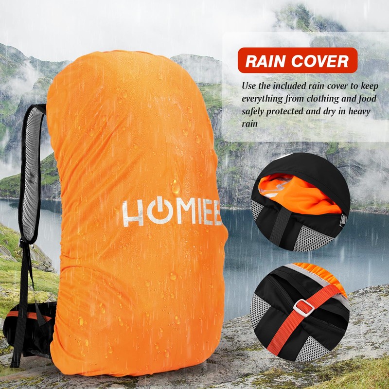 HOMIEE 50L Hiking Backpack Travel Bag Waterproof Camping Backpack with