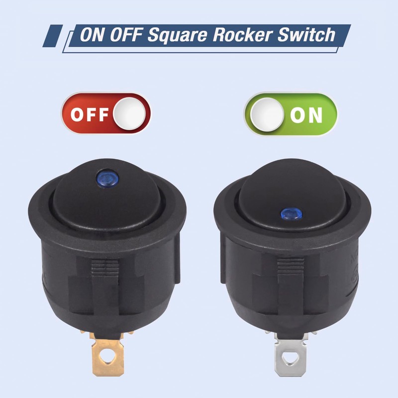 VEXUNGA Round Rocker Switch 3-Pin Rocker Switch Illuminated 6A 250V