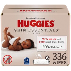 Huggies Skin Essentials Baby Wipes, Hypoallergenic, 99% Water, 6 Flip Top Packs (336 Wipes Total)