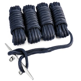 Young Marine 4 Pack 1/2” X 15’ Dock Lines Marine-Grade Double-Braided Nylon Dock Line with 12” Eyelet.Hi-Performance Boat Rope Mooring Rope Dock Line (4)