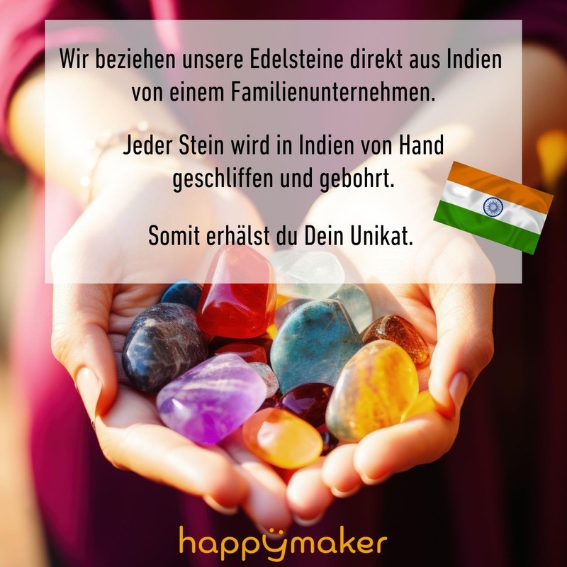 happymaker - Edelstein Schmuckset Damen, Rosenquarz Armband und Silberring, größenverstellbar,