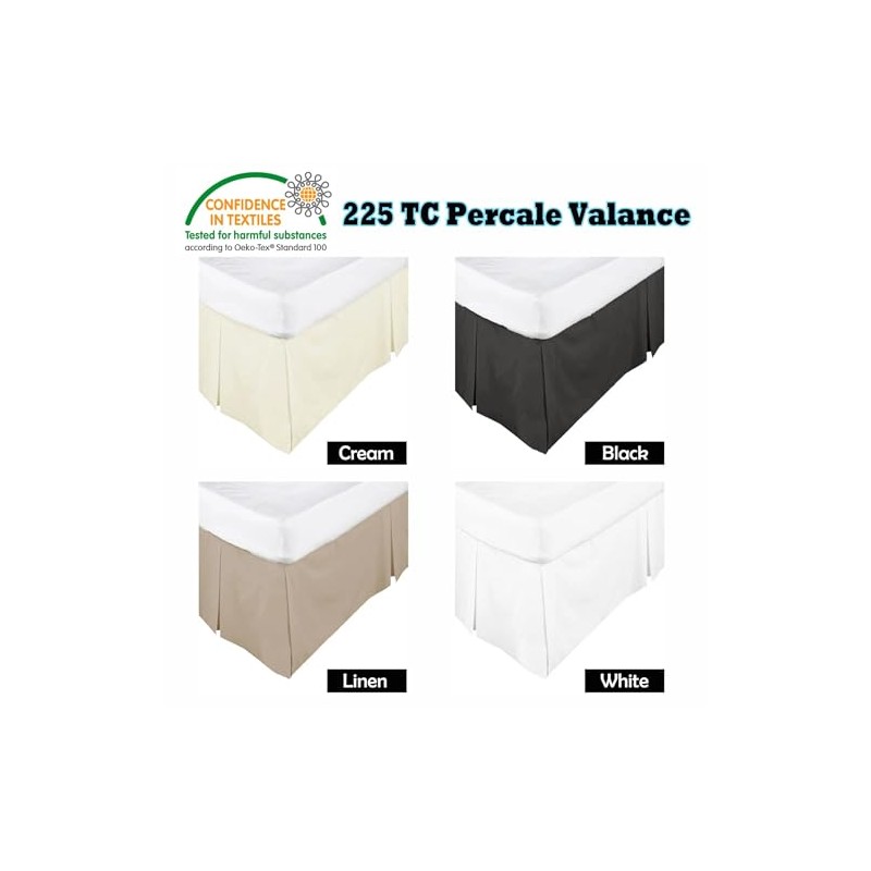 Percale Box Pleated Valance Bed Skirt for All Bed Sizes