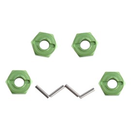 GDOOL 12mm Hex Wheel Hub Mount, Aluminum 7mm Thick with 2x10mm Stub Axle Pins for 1/10 Slash 4x4 & HQ 727 RC Cars Replacement Upgrade Parts (Green)(Set of 4)