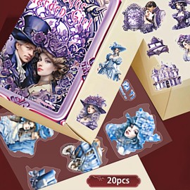 Diyxisk Scrapbook Stickers, Scrapbook Zubehör Barock Garden Girl Sticker Set Bücher Zubehör, Verwendet Dekorieren von Fotobüchern Aufklebern Accessoires Selbstklebenden Diy (Lila)