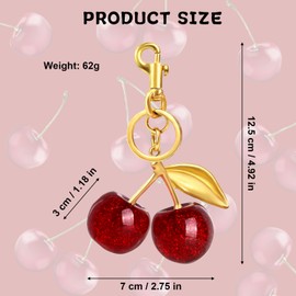 Cherry Bag Charm Purse Charms Keychain, Cute Purse Bag Charm Cherry Keychain Cute Bag Charms for Handbags Gift