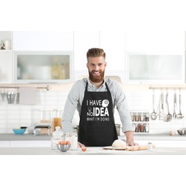 Adjustable Kitchen Apron Funny Apron with 2 Pockets, Cooking Chef Apron for Women Men, Gardening Baking Aprons, Chef Grill BBQ Aprons Creative Gifts, Black