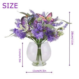 Jusdreen Artificial Lavender Bouquet with Vase, Purple Artificial Flowers for Table Centerpiece, Faux Purple Flowers Decoration for Home Party Wedding