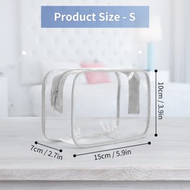 12 bolsas de aseo transparentes para mujeres y hombres, bolsa de cosméticos transparente para organizador de maquillaje de viaje, bolsa aprobada por la TSA, gris, Pequeño