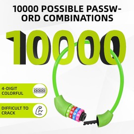 SPGOOD Bicycle Lock with Numbers for Children (10 x 650 mm), Anti-Theft Cable Lock Code Combination, Bicycle Combination Lock for Girls Boys, Bicycle Accessories, Children's Bicycle Lock (Green)