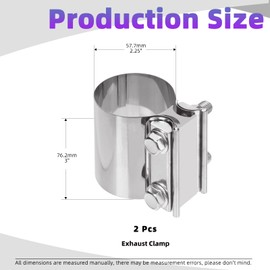Swpeet 2Pcs 2,25 Zoll Edelstahl Auspuffschelle, Lap Joint Band Clamp Auspuffschellen Rohr Reparatur Teile, Butt Joint Auspuff Band Clamp Muffe Kuppler für Auspuffrohre Schalldämpfer
