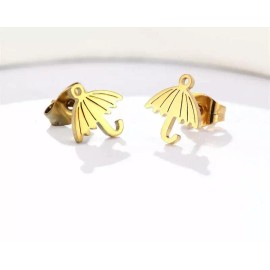 Unbranded 2 Pairs Umbrella Rain Hypoallergenic Gold Stainless Steel Stud Earrings Jewelry