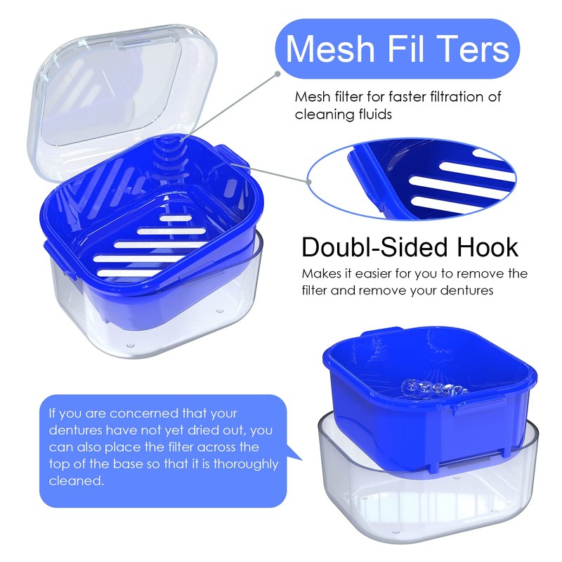ARGOMAX Denture Case, Denture Cup for Soaking Dentures, Thorough Cleaning