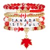 Canada Day Beaded Bracelet, 6 PCS Red & White Maple