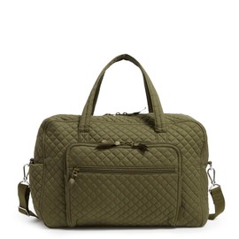 Vera Bradley Women's Cotton Weekender Travel Bag, Climbing Ivy Green - Recycled Cotton, One Size