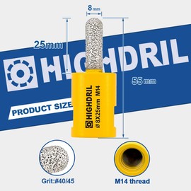HIGHDRIL Diamond Mortar Raking Bit - 8 mm x 25 mm, M14 Thread Diamond Mortar Cutter for Old Mortar, Blown, Damaged Brick or Natural Stone Removal