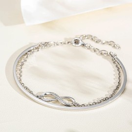 LSxAB Infinity Bracelet Endless Love Symbol Charm Adjustable Bangle Bracelets for Women Mother's Day Gift