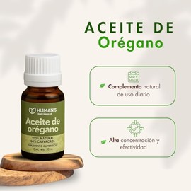 HUMANS HEALTH Aceite de Orégano 30 ml, 100% Natural con 80% Carvacrol, con Aceite de Oliva Prensado en Frío, Suplemento Diario Listo para Consumirse