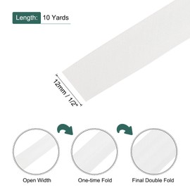 MECCANIXITY 1/2 Inch Double Fold Bias Tape Polyester Continuous Bulk Bias Tape for Sewing,Seaming Quilting Hemming Binding Crafts (White 10 Yards)