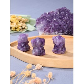 PESOENTH Amethyst Elephant Statue Decor,Amethyst Crystal Elephant Gifts for Women,Lucky Elephant Figurines Purple Spiritual Home Office Desk Decor 1.5"