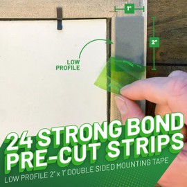 Krazy Tape Strong Bond Heavy Duty Double Sided Mounting Tape, 1"x2", Pack of 24 Pre-Cut Pieces, Grey, Easy Lift Adhesive Strips for Glass, Leather, Metal, Drywall & Wood Surfaces, Indoor, Outdoor Use