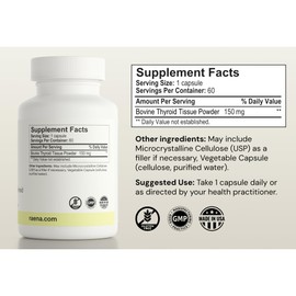 Raena Premium Bovine Dietary Supplement - Pure & Natural Formula - Supports Daily Nutritional Needs -Convenient Capsules - 100% Pure & Natural - 60 Capsules 150 mg
