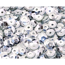 Penta Angel Loose Sequins 4000Pcs 6mm Round Embroidery Craft Sequins Cup Iridescent Spangles for Sewing Christmas Decoration (Silver)