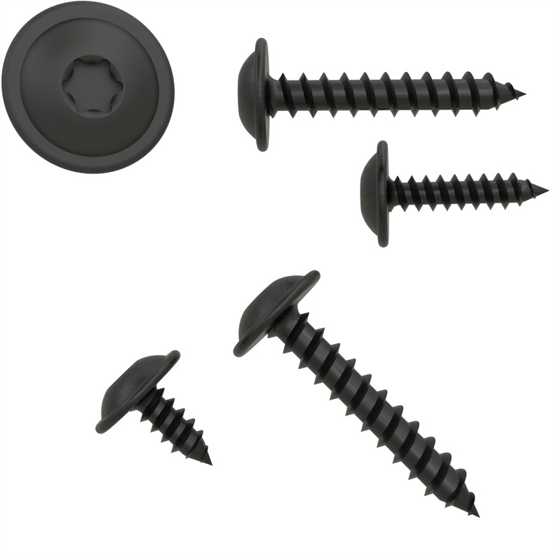 Auprotec Tapping Screws, Flat Head, with Disc, Torx, Black, Galvanised,