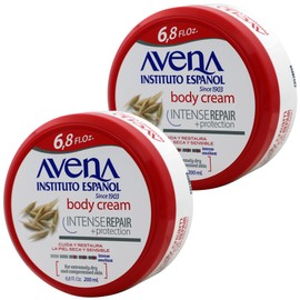 Avena Instituto Espanol Intense Repair Protection, Body Cream for Sensitive Skin, Soothes the Skin, Intense Emollient, Soft and Glowing Skin, Dry Skin, 6.8 Fl Oz each, 2- Pack, Jars
