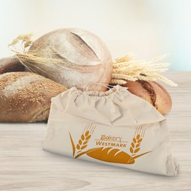 Westmark 2 x Drawstring Bread Bags/Storage Bags - Made of Cotton with Space for 1 Bread or 10 Rolls - Natural White, 321022E3