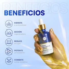 MIST JEWEL Serum cido Hialuronico Boost  cido Ferlico  Vitamina C Y E  Suero facial regenerador, antioxidante e hidratante DaNoche Tipo de piel       