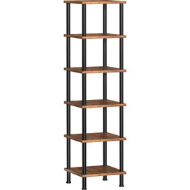 Homedawn Corner Shelf, Corner Bookcase, Industrial 6-Tier Square Shelf Stand Display Rack,Wall Corner Bookshelf,Tall Shelf Plant Stand for Small Spaces, Living Room, Home Office, Kitchen