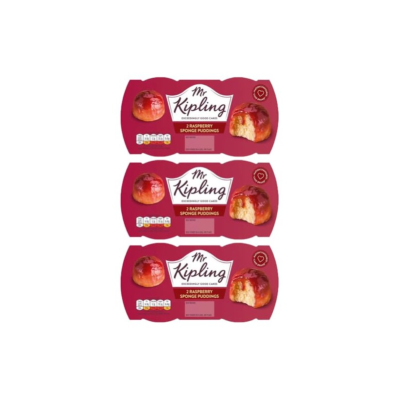 3 x 190g Sponge Raspberry Pudding 2 Microwavable Dessert Pie
