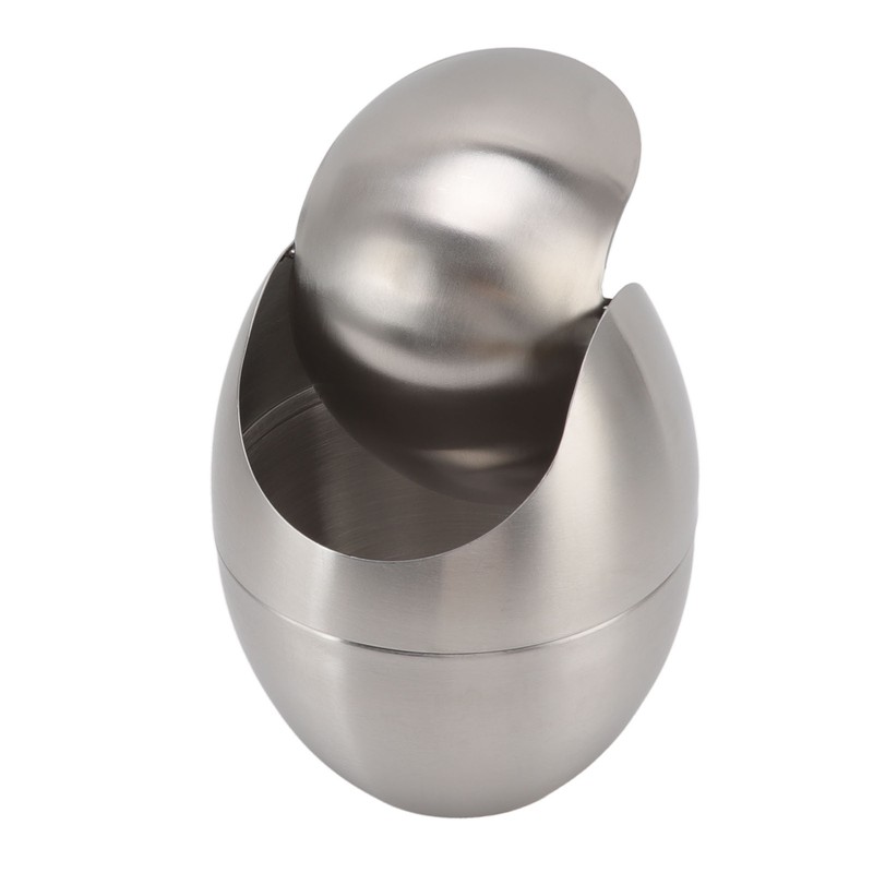 Desktop Trash Can Stainless Steel Egg Shape Mini Countertop Waste