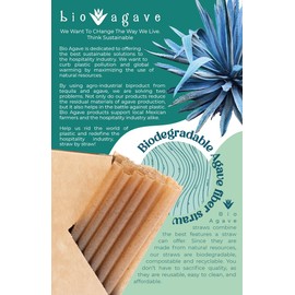 BIO AGAVE Biodegradable 8.25" Standard Straws Made From Agave Fibers 150 Pcs | Plant-Based Eco-Friendly Products |Reusable Straws | Plastic-Free | Gluten-Free