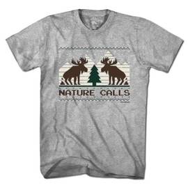 Chowdaheadz Nature Calls Christmoose T-Shirt - Unisex Vintage Tee Soft Cotton Blend
