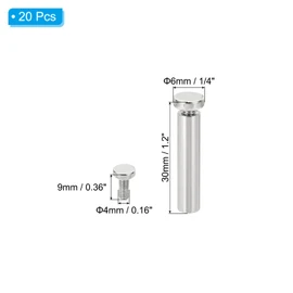 PATIKIL 1/4 x 1.2 inch Sign Standoff Screws, 20 Pcs Stainless Steel Wall Standoff Mounting Hardware Advertising Glass Nail for Hanging Acrylic Picture Frame Acrylic Panel, Silver