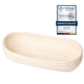 Neustanlo Proofing Basket Oval 37 cm for 1.5-2 kg Baguette Bread Made of Wicker Proofing Basket for Baking Bread for Perfectly Shaped, Handmade Bread Natural Proofing Basket for Bread Baking