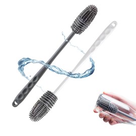 KHDULQ 2 Stücke Flaschenbürste Reinigungsbürste Silikon Lange Reinigungsbürste für Kratzfreie Reinigung Leichte und Einfache Geeignet für Glasflaschen, Wasserflaschen, Babyflaschenbürsten