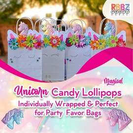 Unicorn Candy Lollipops - 12 Whimisical Pretty Suckers Individually Wrapped - Great for Unicorn Party Favors - Goodie Bags for Kids Birthday - Candy Bar