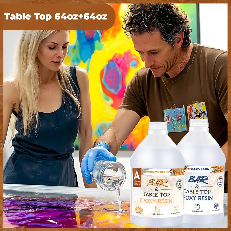 LEEYA RESIN Epoxy Resin Kit with Pumps 1 Gallon, Table
