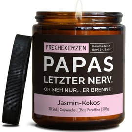 Lustige Duftkerze mit Spruch für Papa | Handgemacht aus Sojawachs | In Geschenkbox | Nachhaltiges Valentinsgeschenk | Geschenkidee Geburtstag Vater, Bester Papap zum Vatertag |Jasmin-Kokos